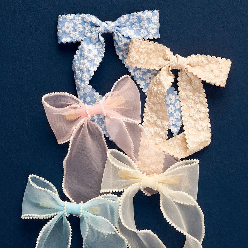 Sheer Pearl Bow Hair Clip