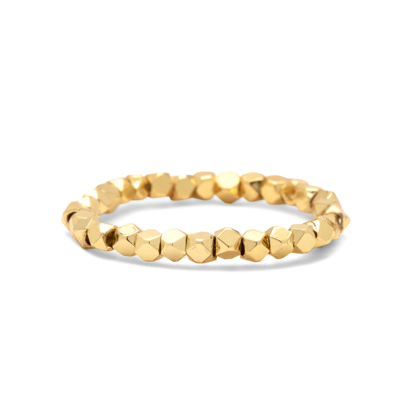 Faceted Gold Bead Stretch Pura Vida Ring