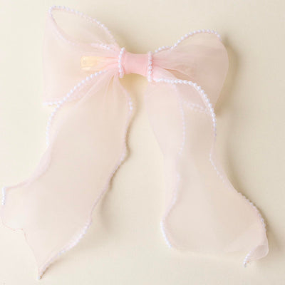 Sheer Pearl Bow Hair Clip