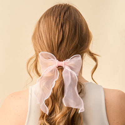 Sheer Pearl Bow Hair Clip