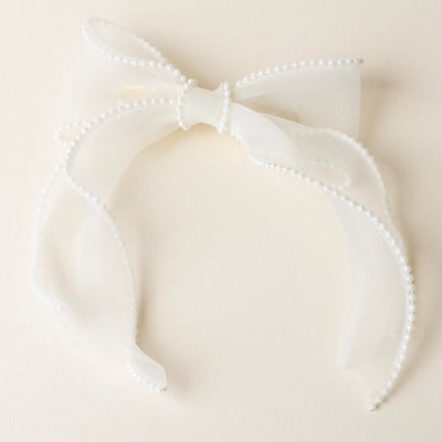 Sheer Pearl Bow Hair Clip