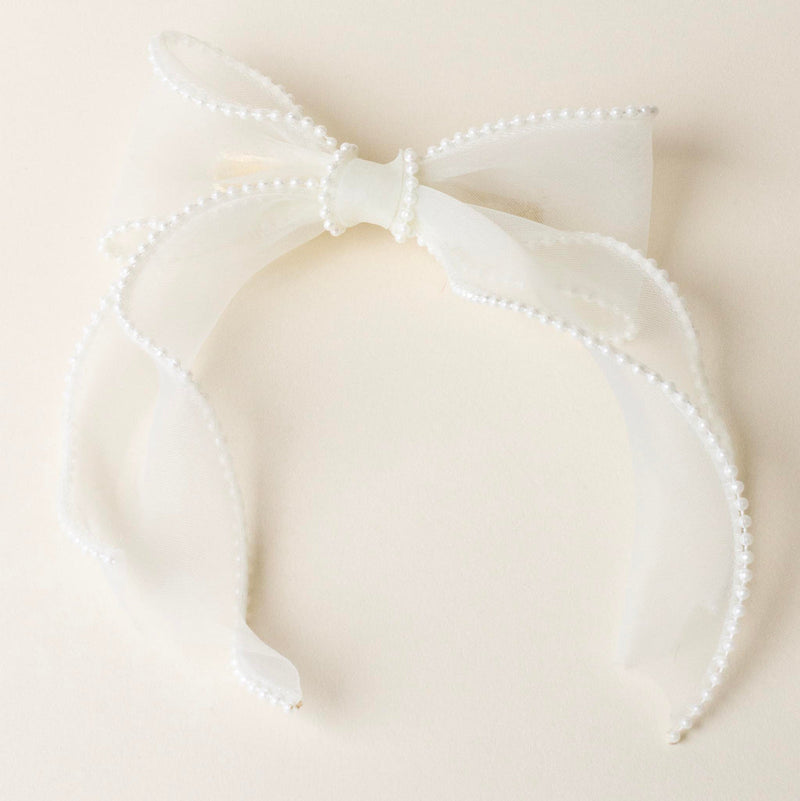 Sheer Pearl Bow Hair Clip