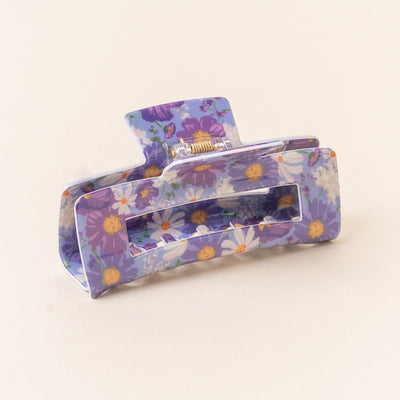 Open Rectangle Floral Hair Claw Clips