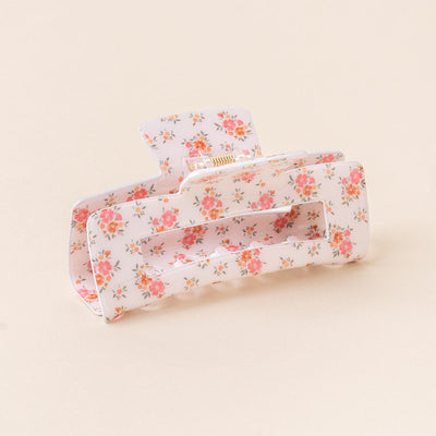 Open Rectangle Floral Hair Claw Clips