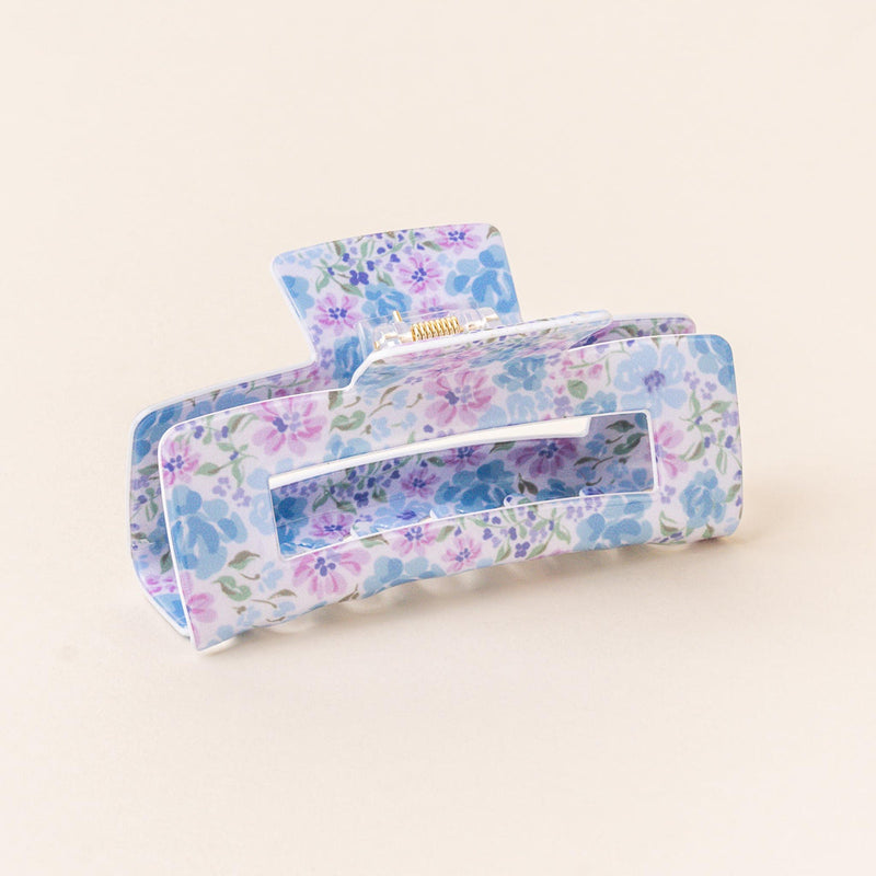 Open Rectangle Floral Hair Claw Clips