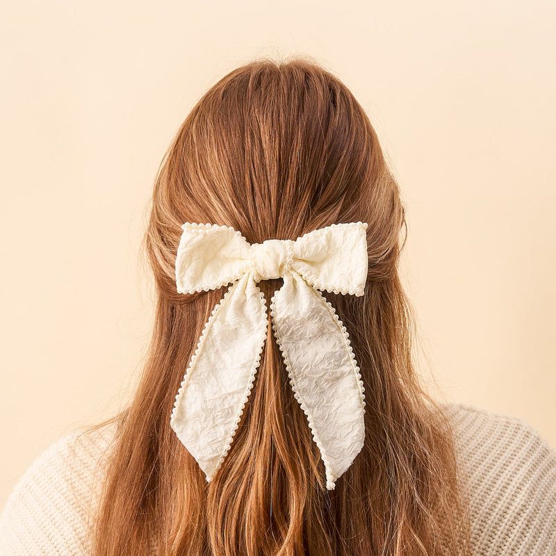 Hair Bow with Pearls