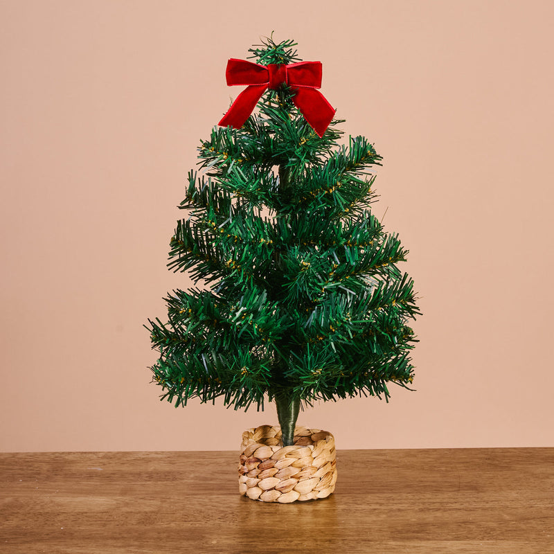 Mini Christmas Tree with Basket and Ribbon