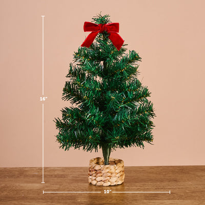 Mini Christmas Tree with Basket and Ribbon