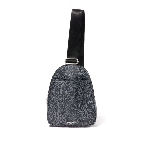 Baggallini Double Zip Mini Sling Bag,Black