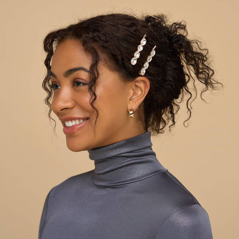 Metal Bobby Pins With Gemstones by Kitsch