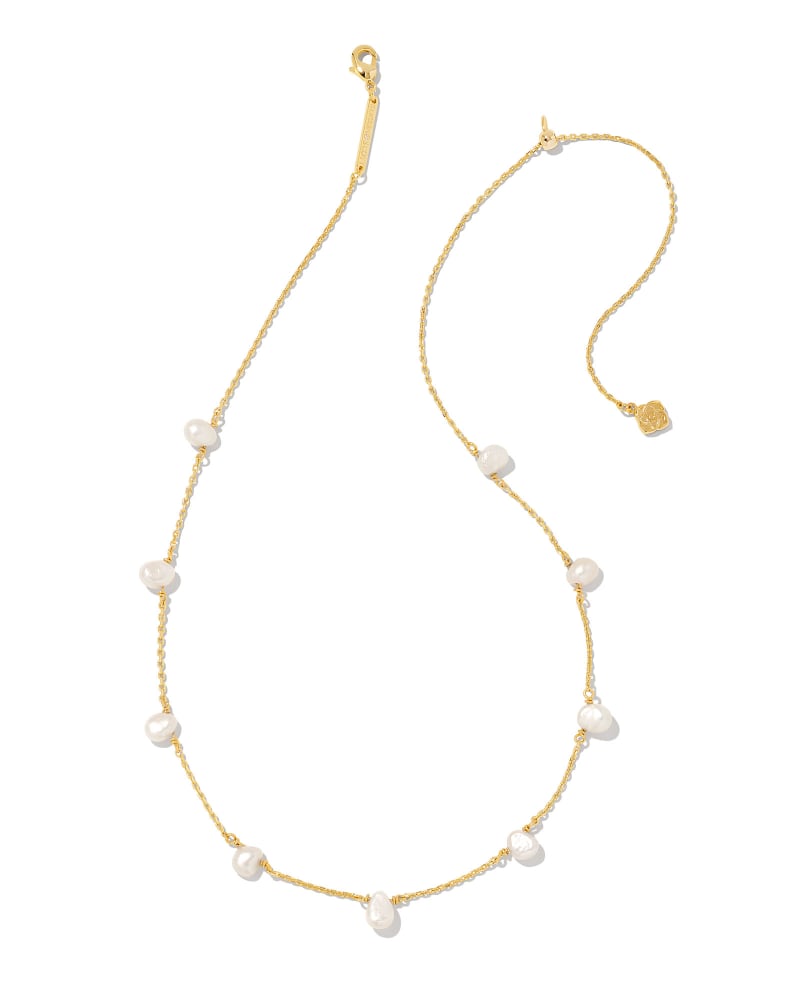 Leighton Gold Pearl Strand Kendra Scott Necklace in White Pearl