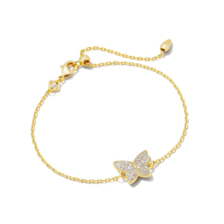 Lillia Crystal Butterfly Gold Delicate Chain Kendra Scott Bracelet
