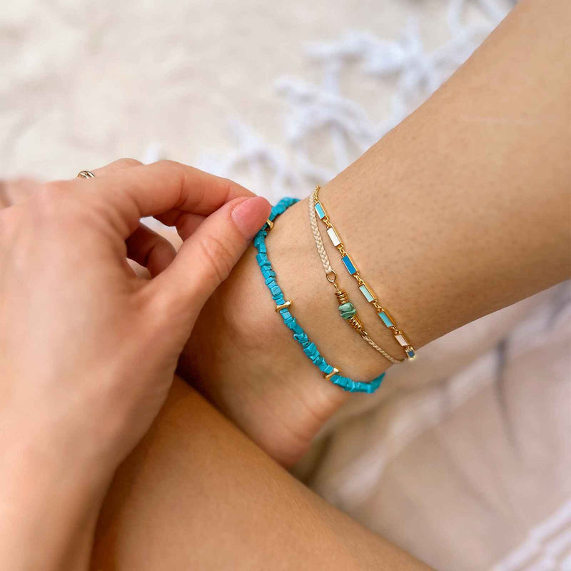 Turquoise Chip Stretch Pura Vida Anklet