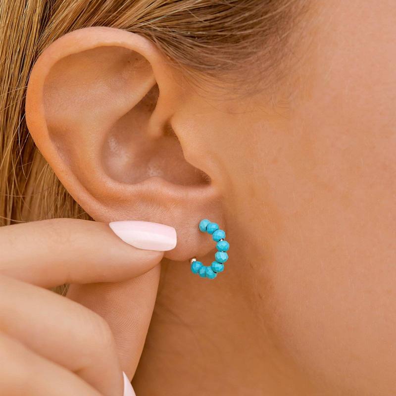 Turquoise Beaded Hoop Pura Vida Earrings