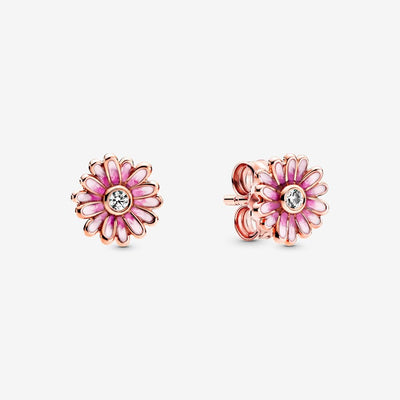 Pink Daisy Flower Stud Pandora Earrings