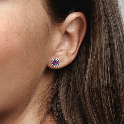 February Purple Eternity Circle Stud Pandora Earrings