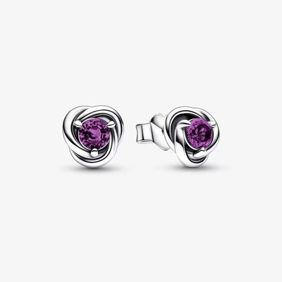 February Purple Eternity Circle Stud Pandora Earrings