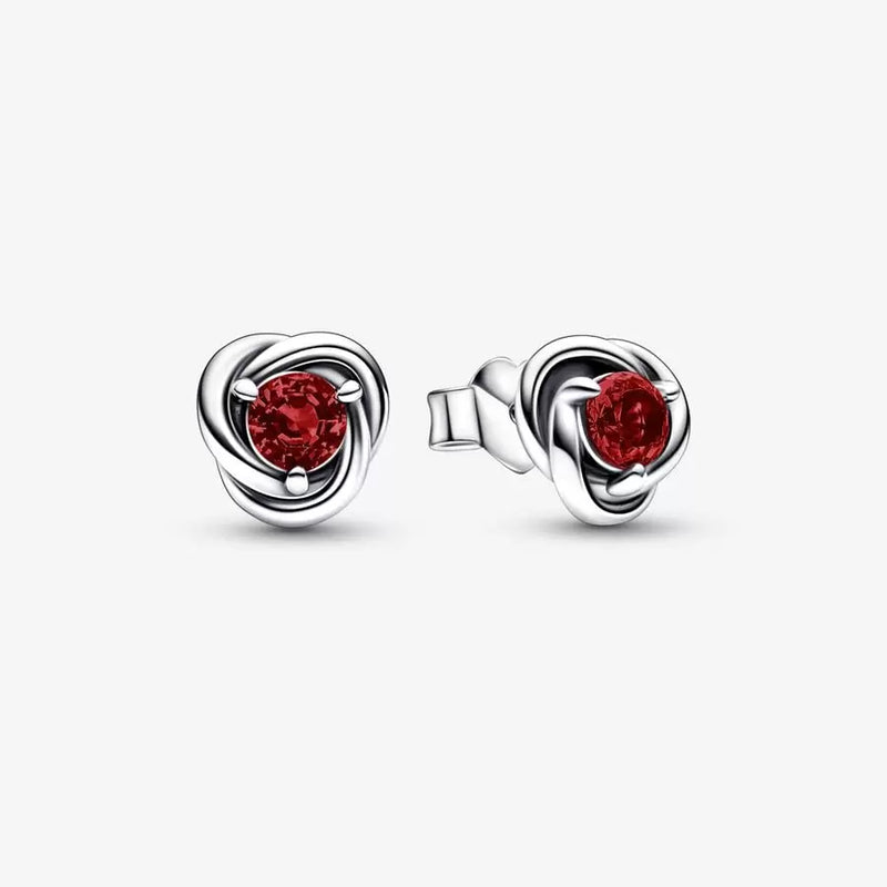January Red Eternity Circle Stud Pandora Earrings