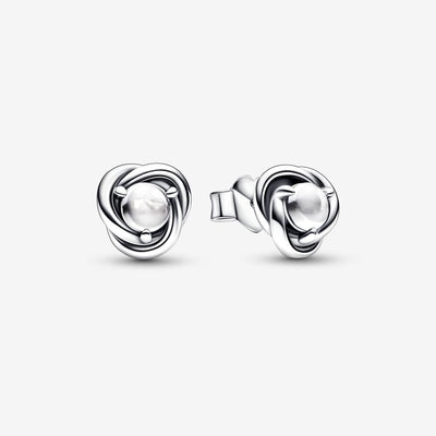April Birthstone Eternity Circle Pandora Stud Earrings