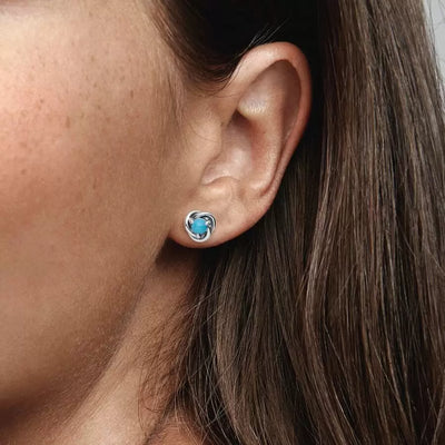 December Turquoise Blue Eternity Circle Stud Pandora Earrings