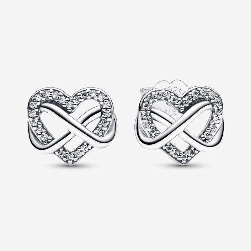 Sparkling Infinity Heart Stud Pandora Earrings