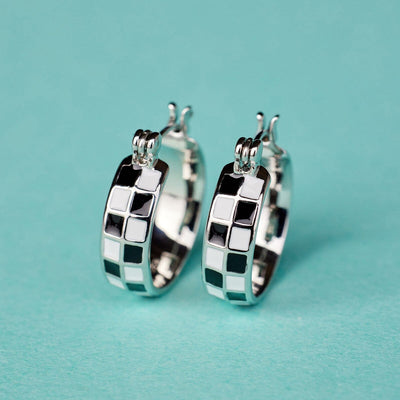 Checkerboard Huggie Pura Vida Earrings