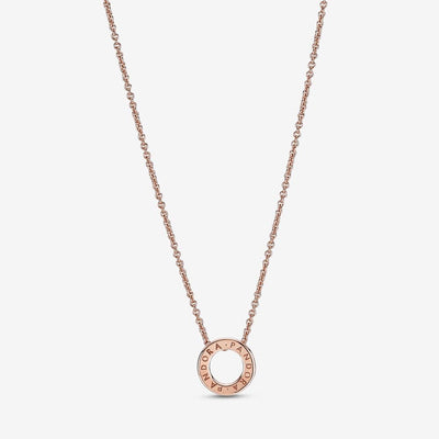 Pandora Logo Pavé Circle Collier Rose Gold Necklace