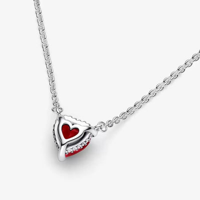 Sparkling Heart Halo Pendant Collier Pandora Necklace