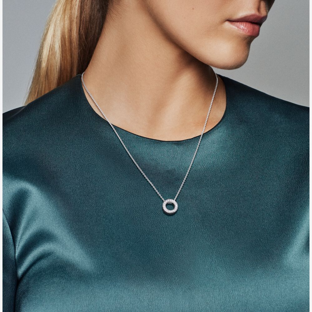 Pandora Logo Pave Circle Collier Necklace Apothecary Gift Shop