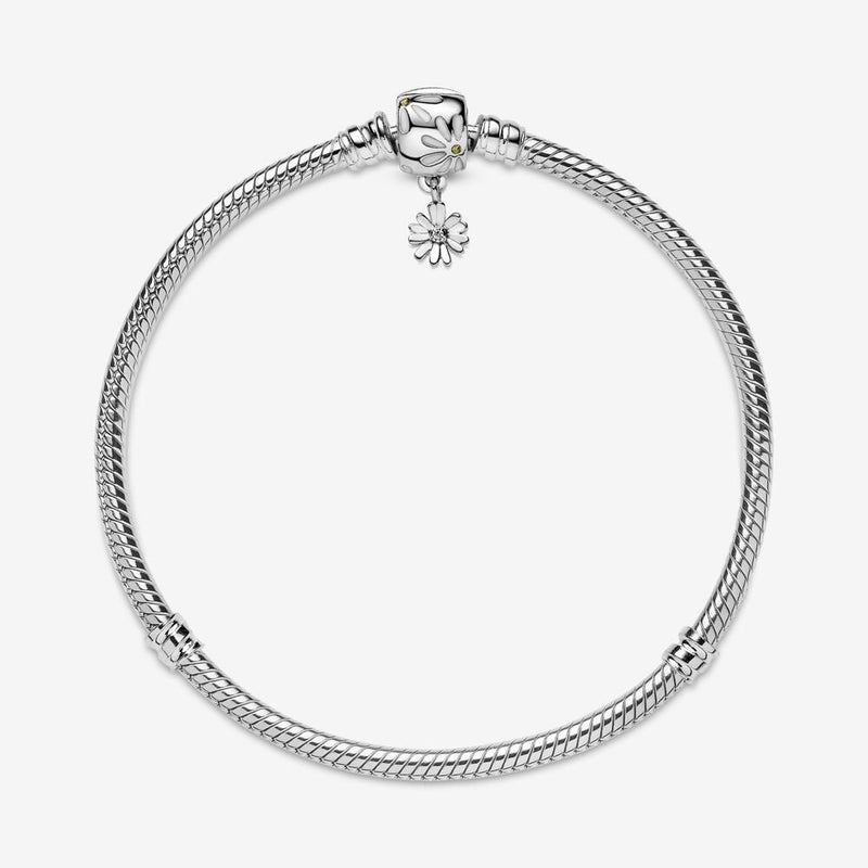 Pandora Moments Daisy Flower Clasp Snake Chain Bracelet