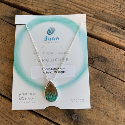 Turquoise & Sand Gradient Teardrop Necklace by Dune Jewelry - Apothecary Gift Shop