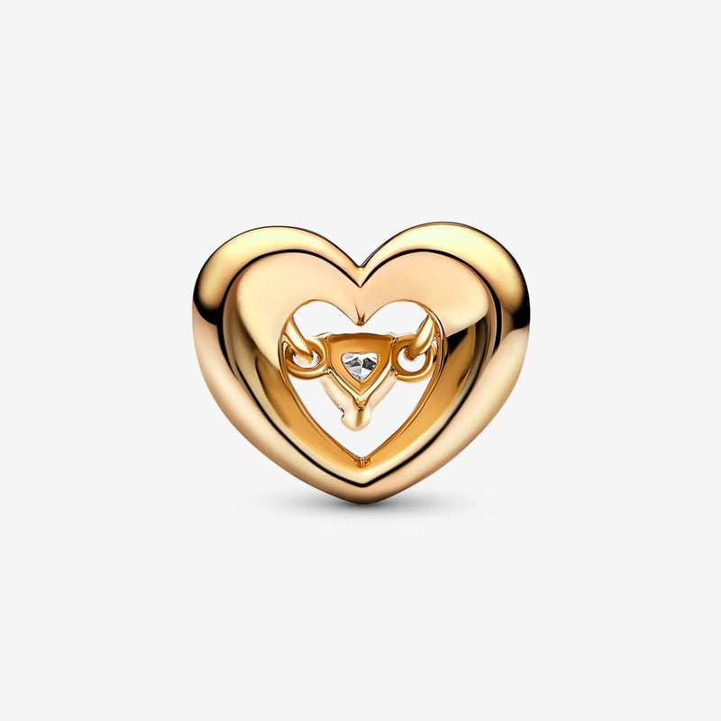 14k Gold Plated Radiant Heart & Floating Stone Pandora Charm