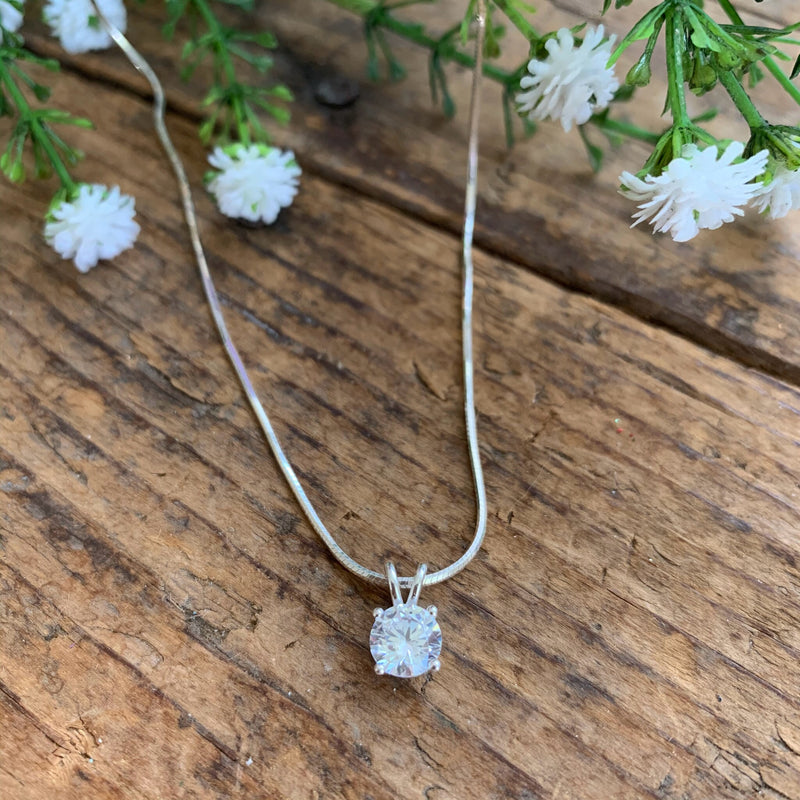 Round 6mm CZ Pendant - Apothecary Gift Shop