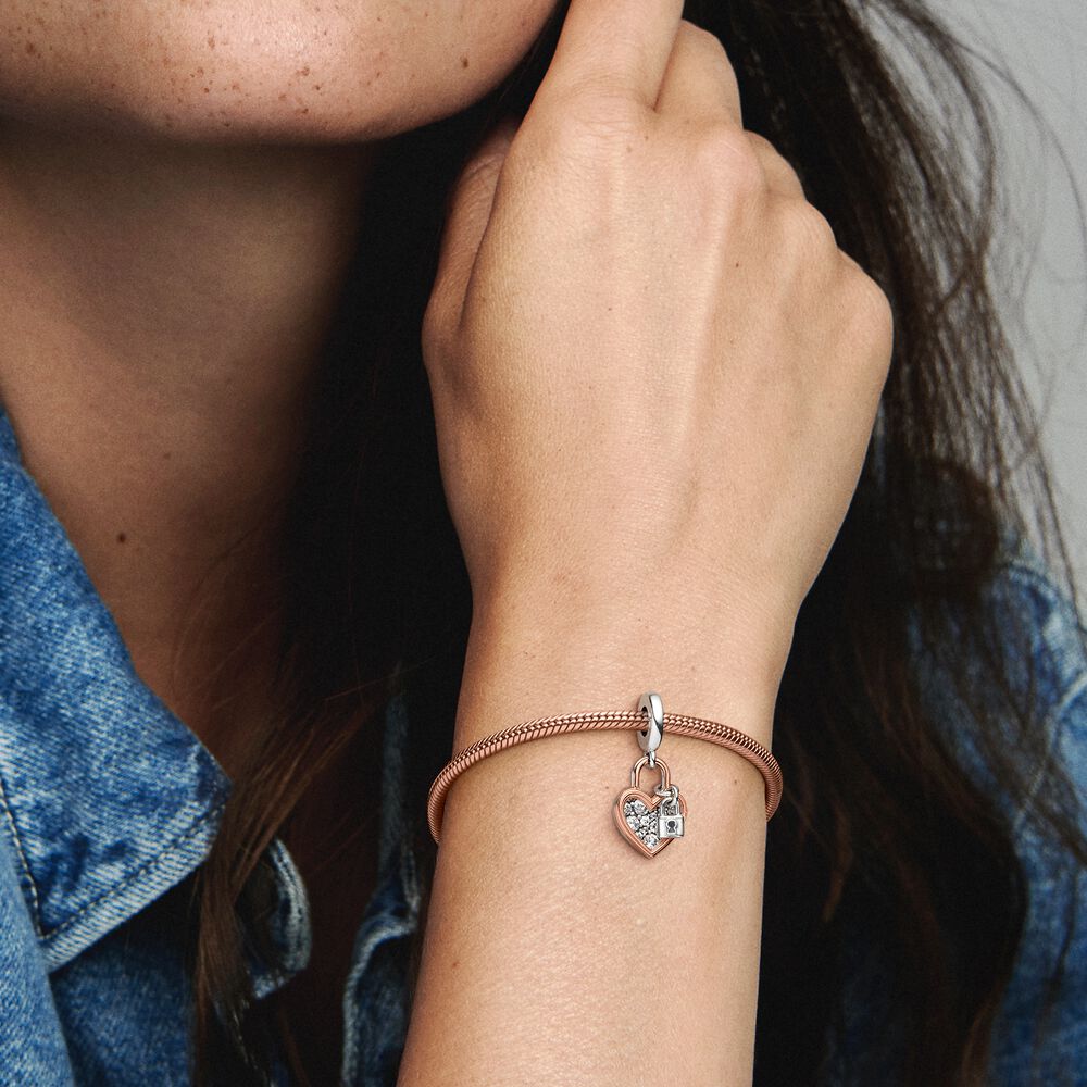 Pandora love lock ring rose gold top