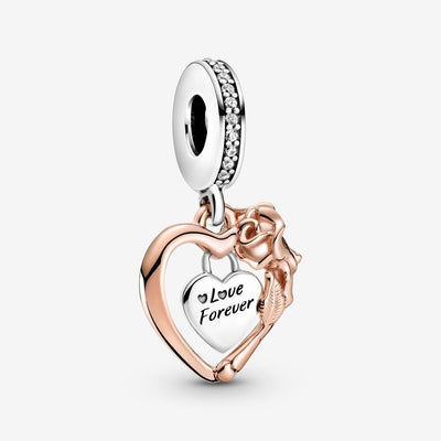 Heart & Rose "Love Forever" Pandora Charm