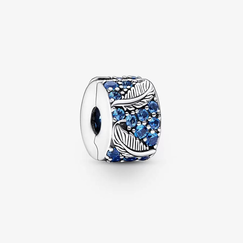 Curved Feather and Pavé Pandora Clip Charm