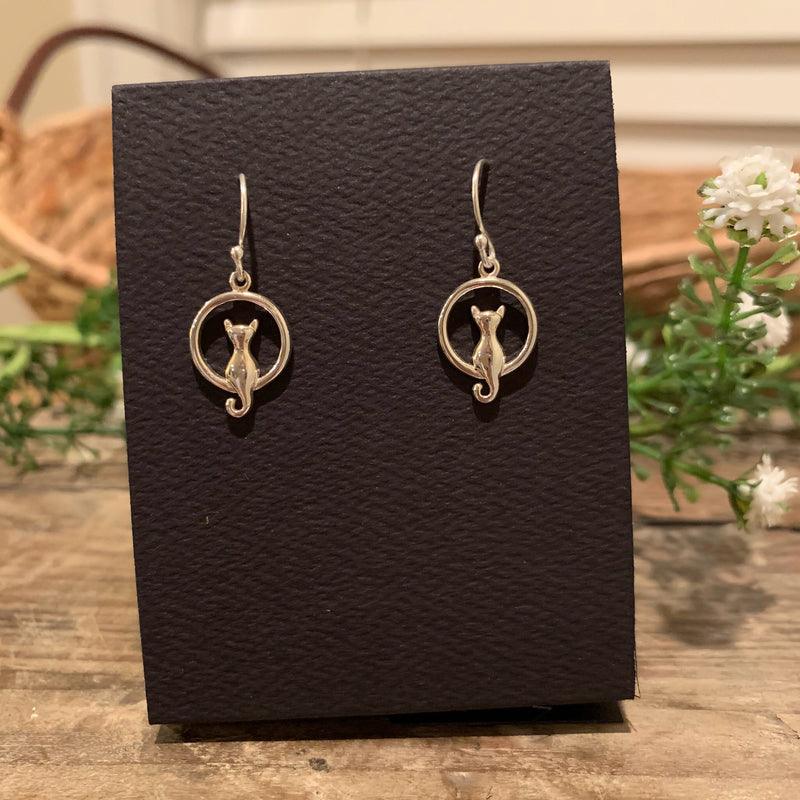 Cat in Moon French Hook Earrings - Apothecary Gift Shop