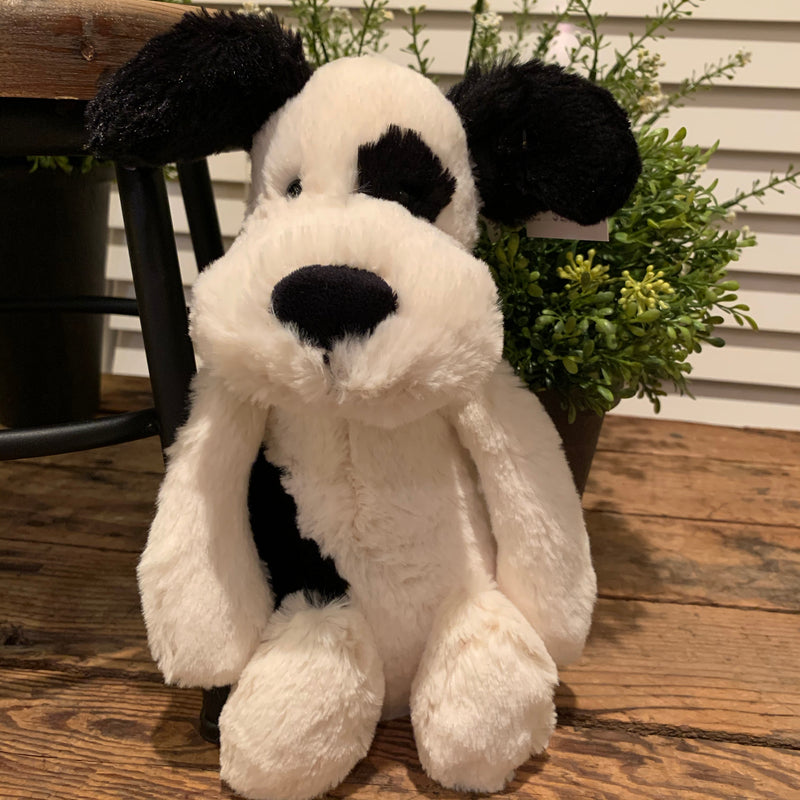 Bashful Black & White Puppy Jellycat Stuffed Animal - Apothecary Gift Shop