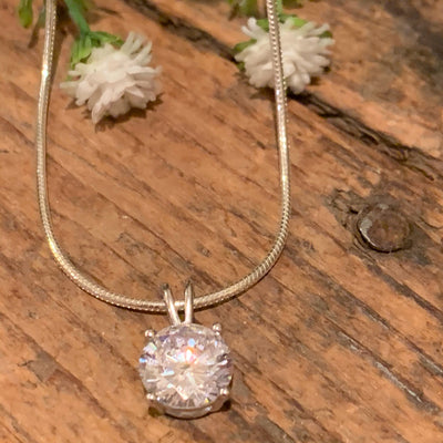Round 8mm CZ Pendant - Apothecary Gift Shop