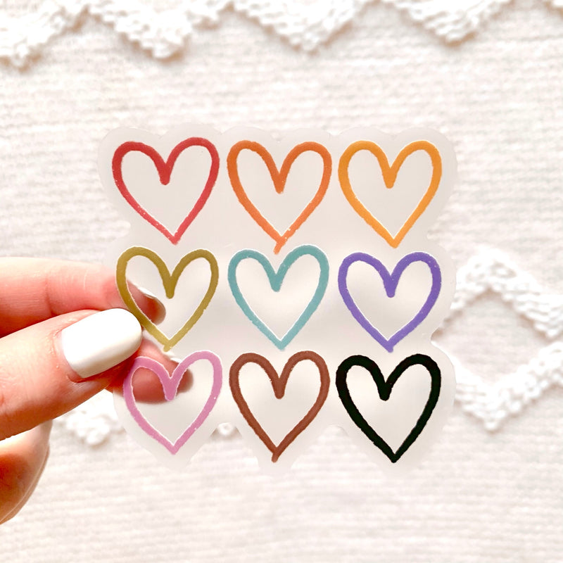 Rainbow Hearts Clear Sticker