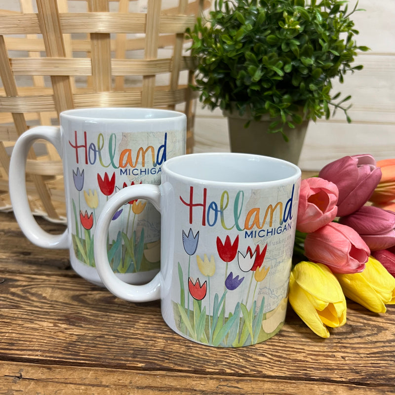 Custom Holland Windmill & Tulips Mugs