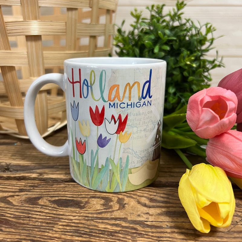 Custom Holland Windmill & Tulips Mugs