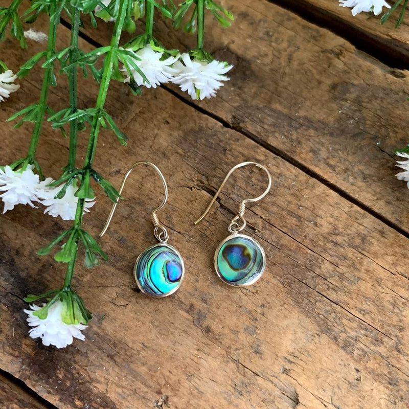 Sterling Silver Round Abalone Earrings - Apothecary Gift Shop