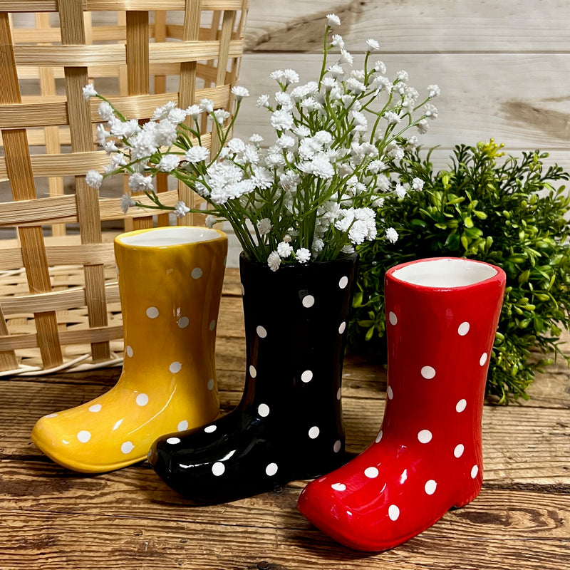 Polka Dot Rain Boot Mini Planters