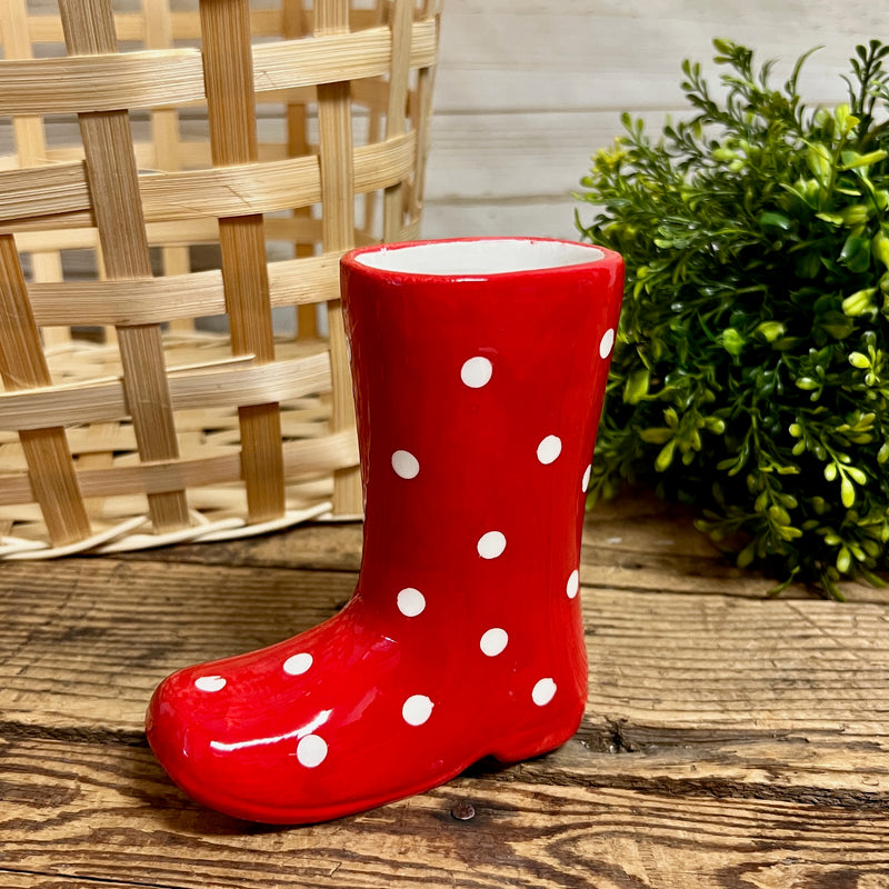 Polka Dot Rain Boot Mini Planters