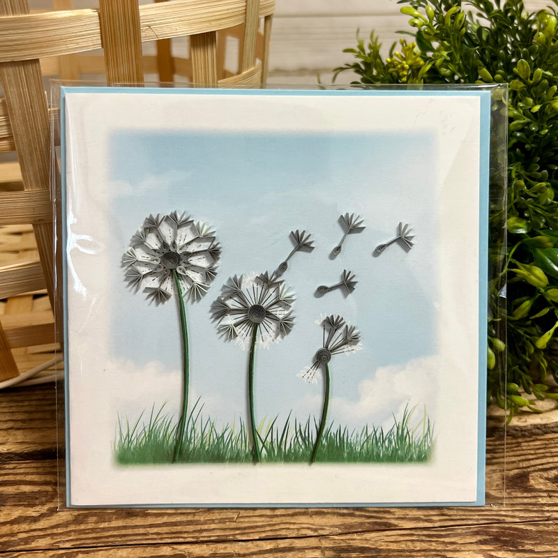 Handcrafted Dandelions Quilling Card