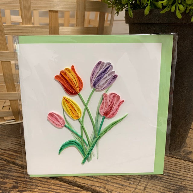Colorful Tulips Quilling Card