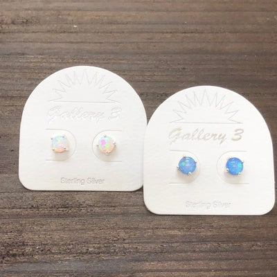 Sterling Silver 5mm Opal Earrings - Apothecary Gift Shop