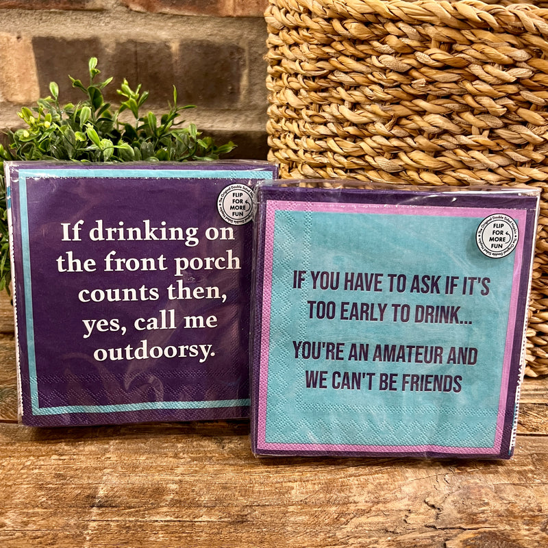 Funny Cocktail Napkin Box Set - 40 Napkins With Vintage Retro Sayings, Assorted 4 Designs, 5x5 Inch