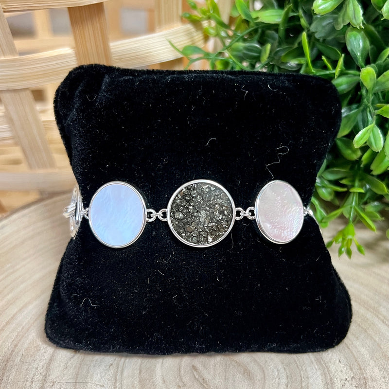 Mother of Pearl & Pyrite Eternity Toggle Dune Jewelry Bracelet